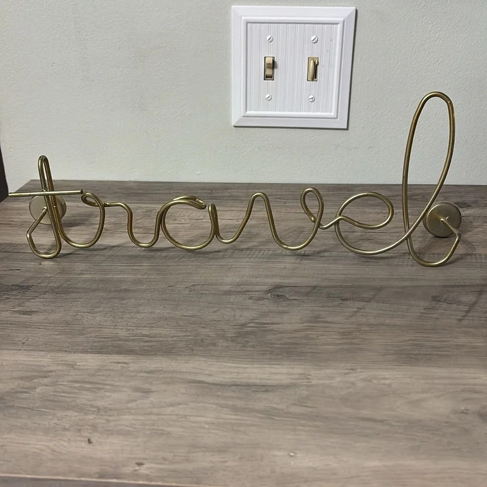 PRE OWNED Travel & Relax Gold-tone Script Art Wire Wall Decor Set of 2